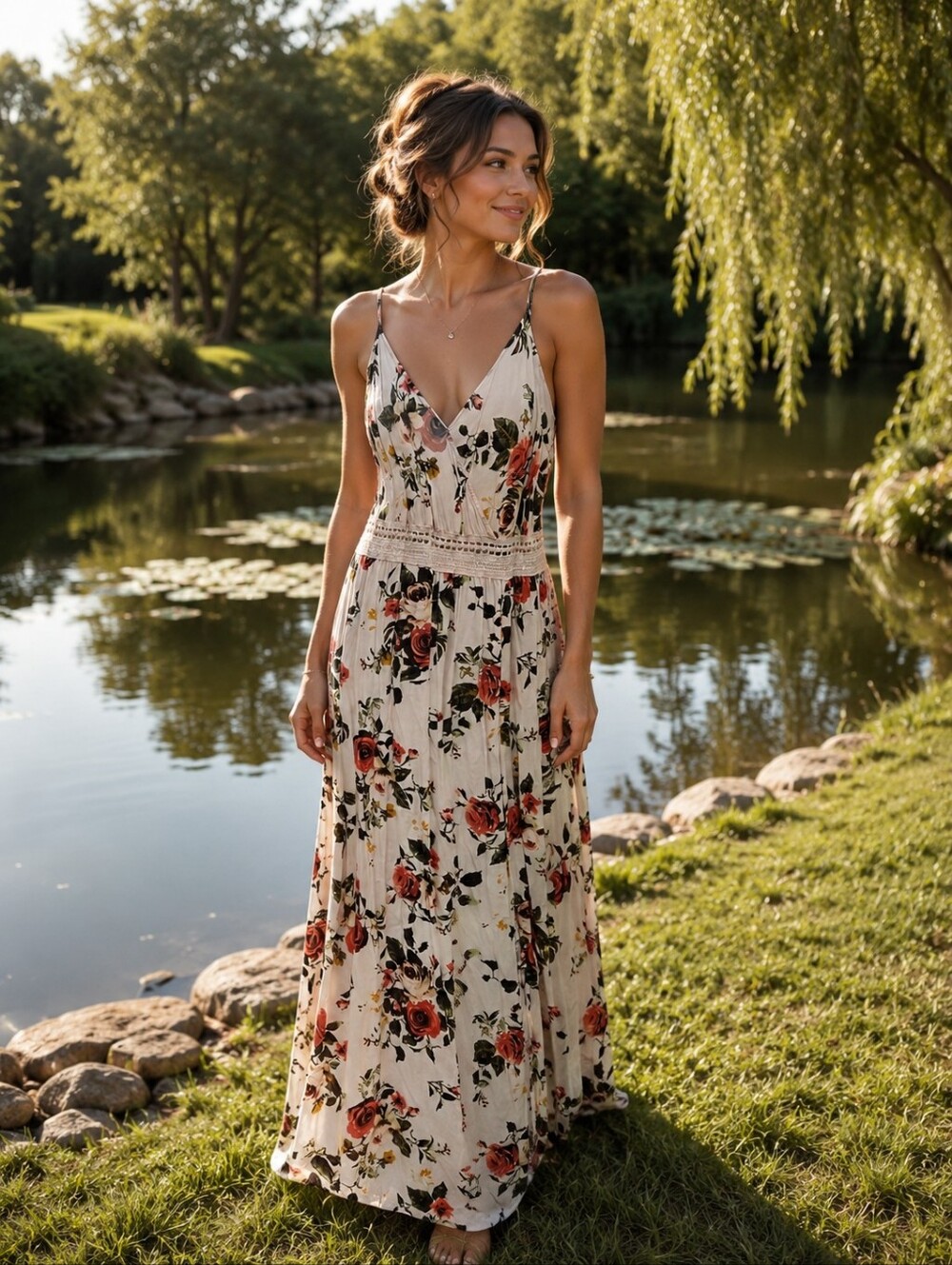 Faded Rose Floral Maxi Dress